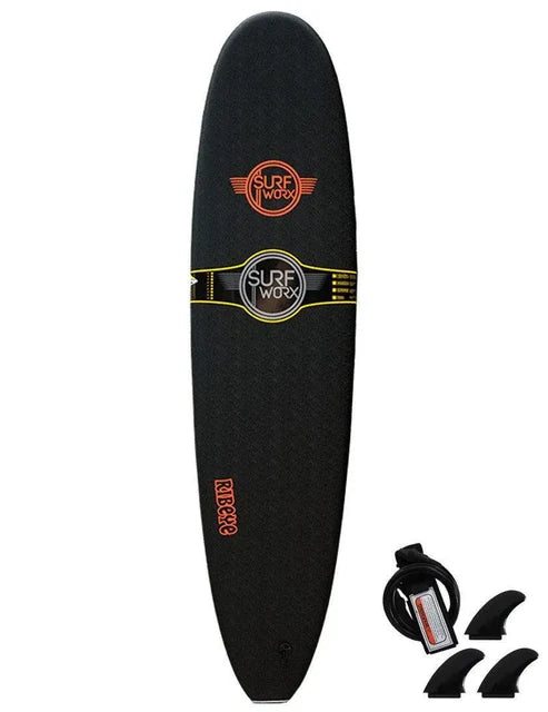 Surfworx Ribeye Black Mini Mal Soft Surfboard 8ft 0 Starter Package