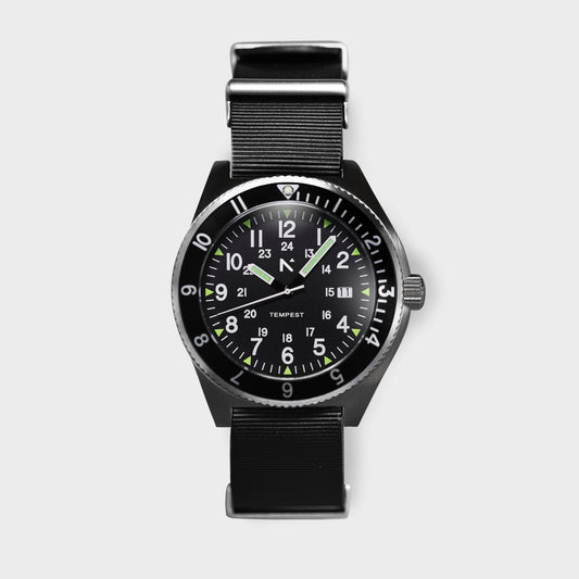 'Tempest' Quartz Navigator Watch (40mm) | Seal Black Watches Rotate North