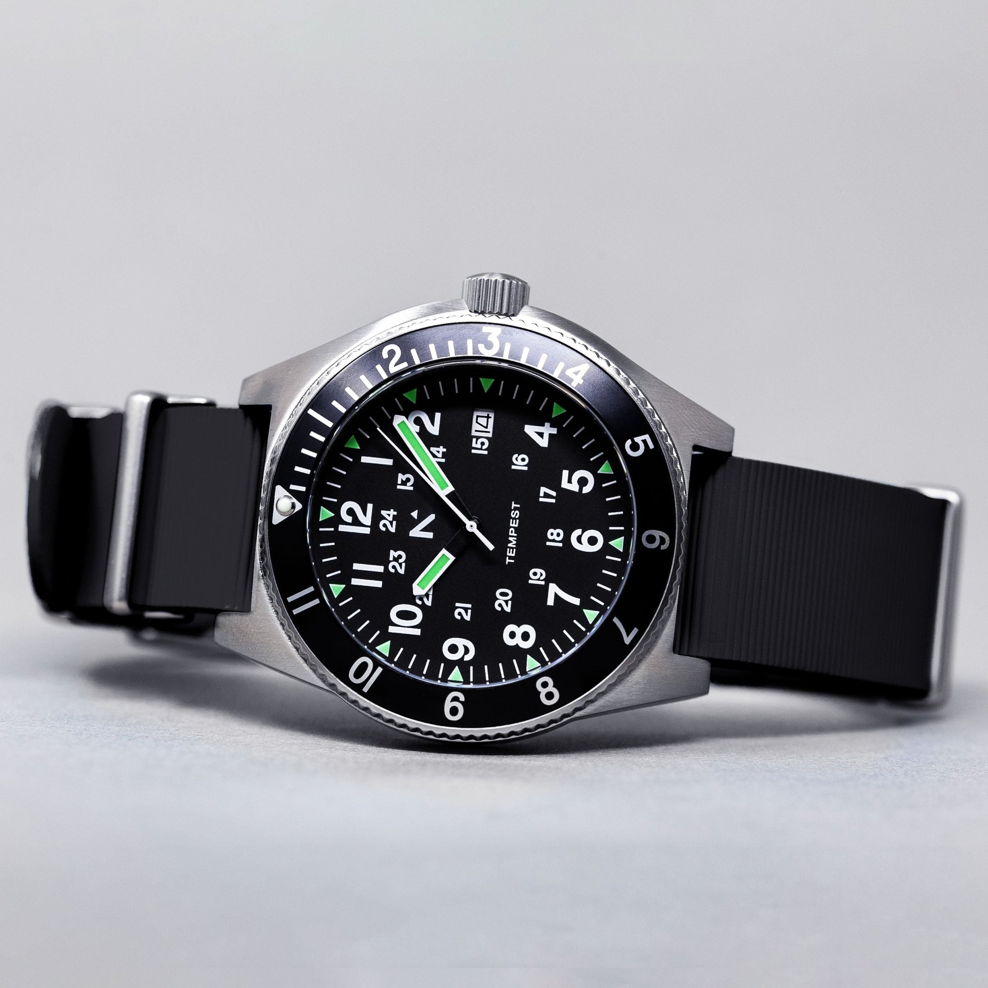 'Tempest' Quartz Navigator Watch (40mm) | Seal Black Watches Rotate North