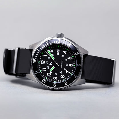 'Tempest' Quartz Navigator Watch (40mm) | Seal Black Watches Rotate North