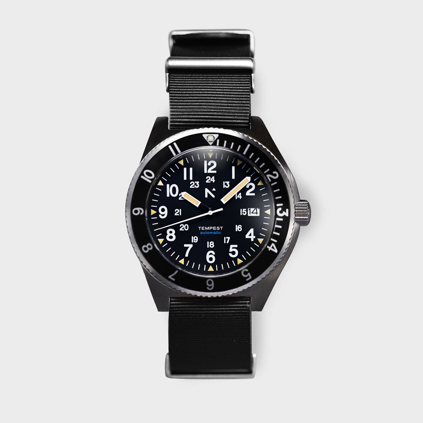'Tempest' Automatic Navigator Watch (40mm) | Seal Black Watches Rotate North