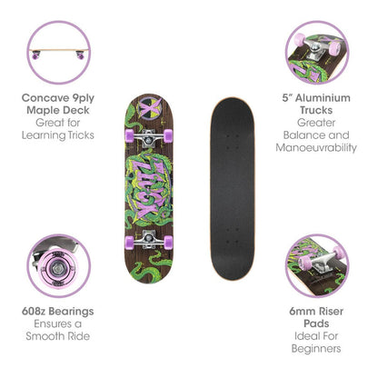 Xootz Doublekick Street Skateboard - Tentacle 31"