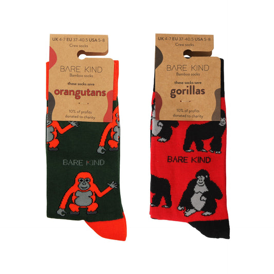 The Ape 2 Pack Bamboo Sock Set Original Crew Cut Socks Bare Kind