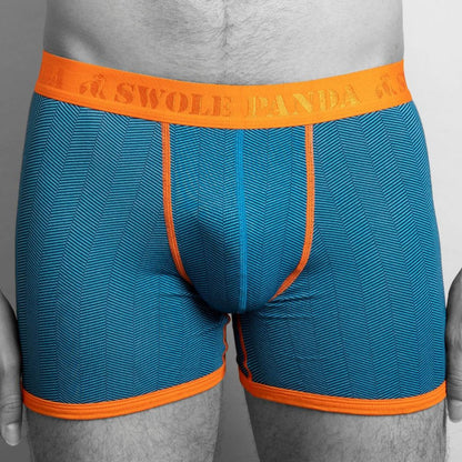 Bamboo Boxers - Blue Herringbone Underwear Swole Panda
