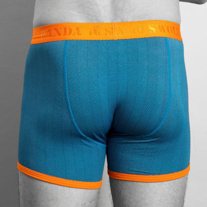 Bamboo Boxers - Blue Herringbone Underwear Swole Panda