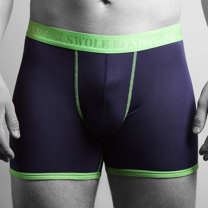 Bamboo Boxers - Navy / Green Band Underwear Swole Panda S (28-31" / 71-79cm)