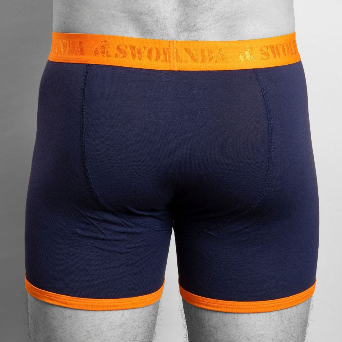 Bamboo Boxers - Navy / Orange Band Underwear Swole Panda