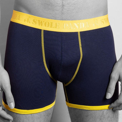 Bamboo Boxers - Navy / Yellow Band Underwear Swole Panda