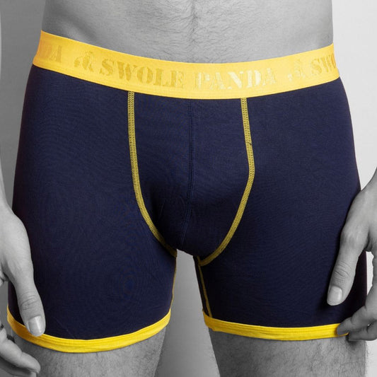 Bamboo Boxers - Navy / Yellow Band Underwear Swole Panda