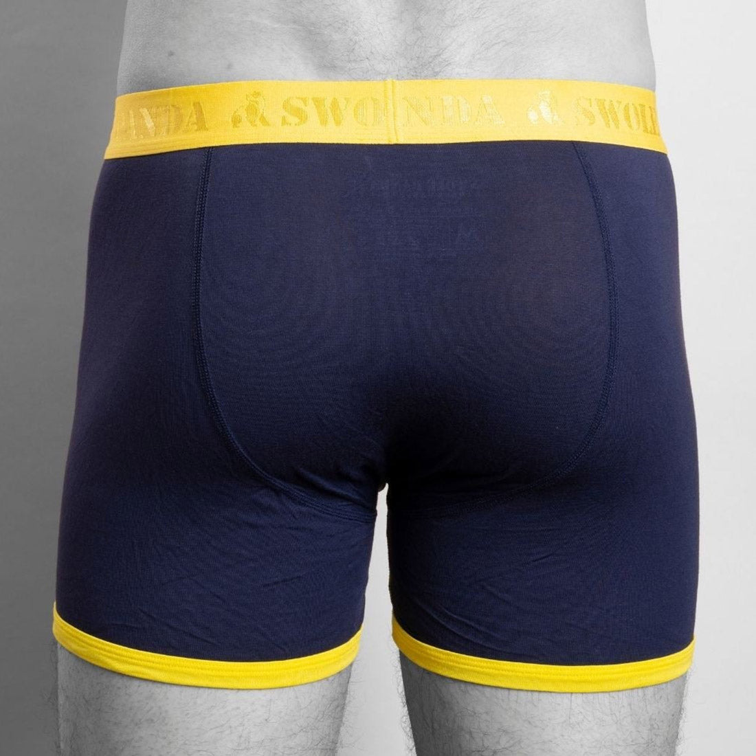 Bamboo Boxers - Navy / Yellow Band Underwear Swole Panda