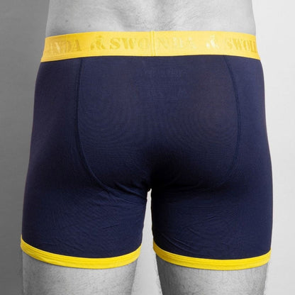 Bamboo Boxers - Navy / Yellow Band Underwear Swole Panda