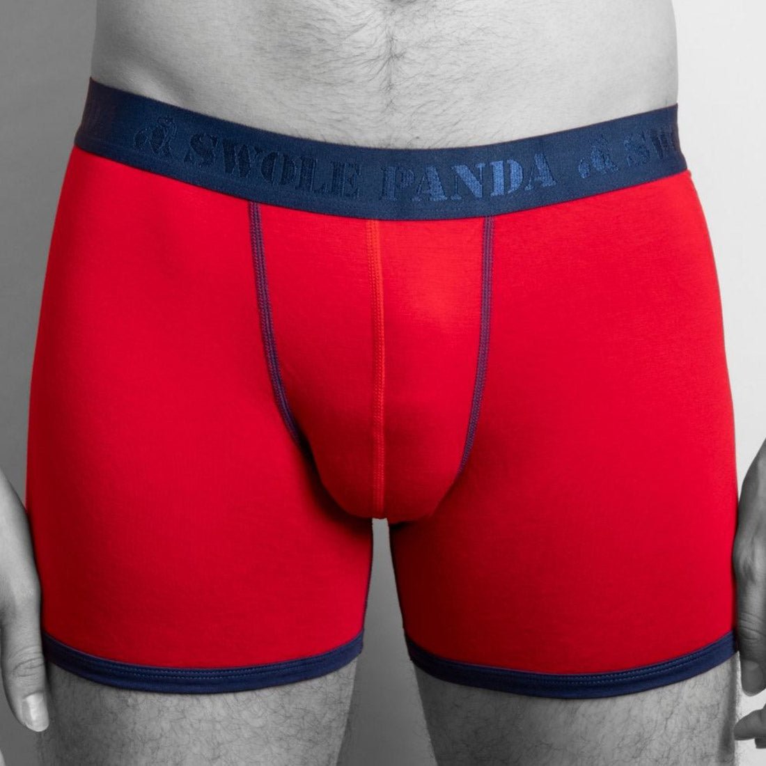 Bamboo Boxers - Red / Blue Band Underwear Swole Panda