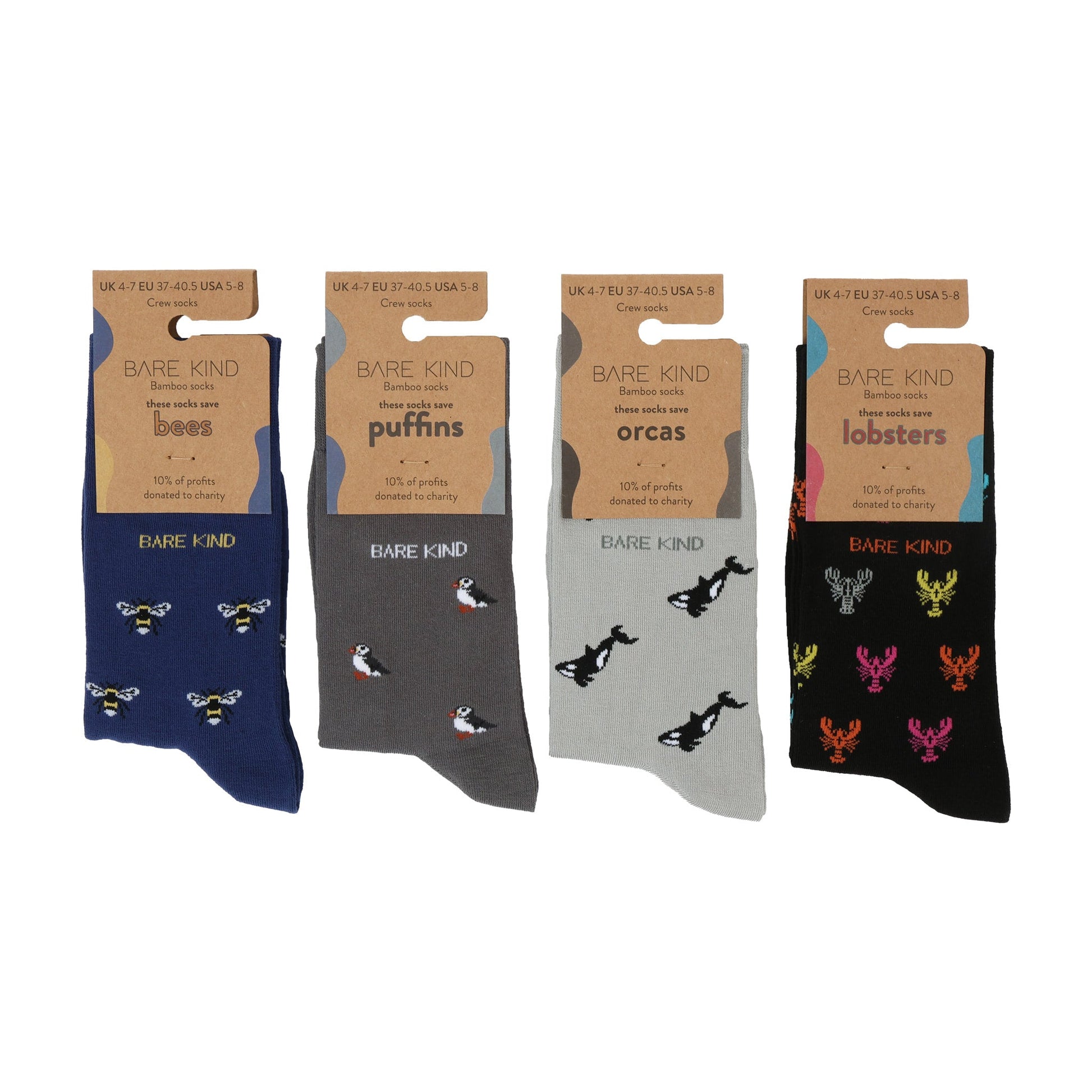Small Motif 4 Pack Bamboo Sock Set Socks Bare Kind