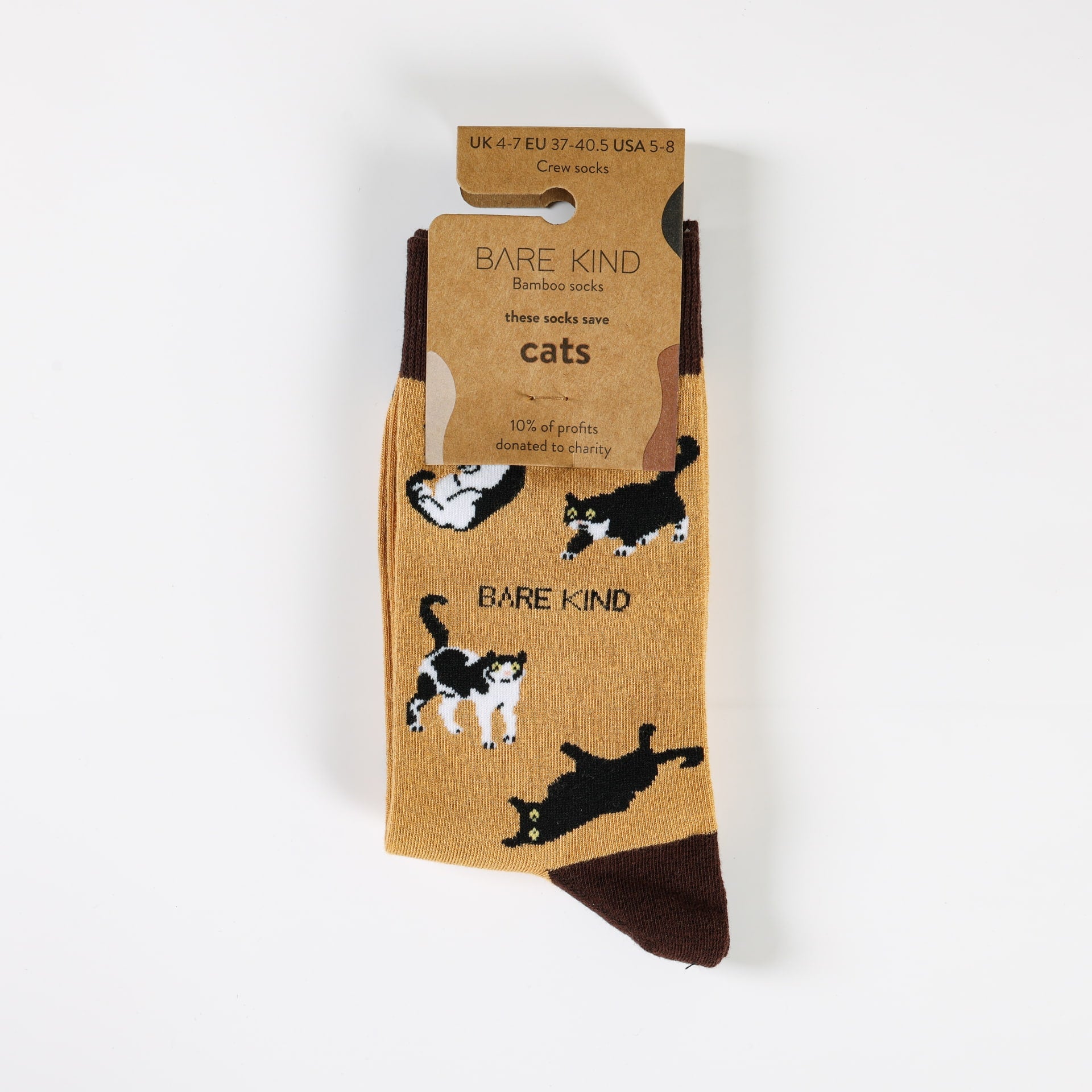 Save the Brown Cat Bamboo Socks Socks Bare Kind