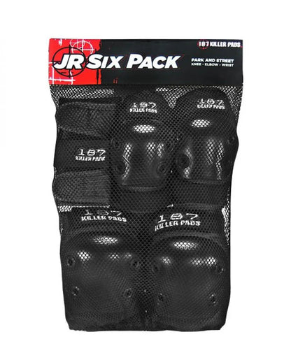187 Killer Pads Junior Six Pack Combo Pad Set Black Skate Accessory 187 Killer Pads