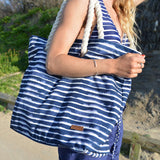 Tamri Canvas Beach Bag Navy Blue Stripe-Bob Gnarly Surf