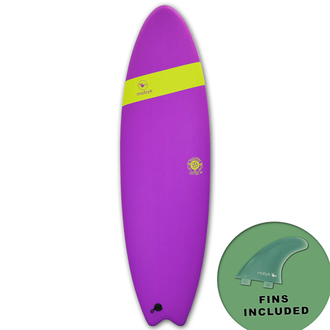 Mobyk Quad Fish Softtop Surfboard Violet Jade