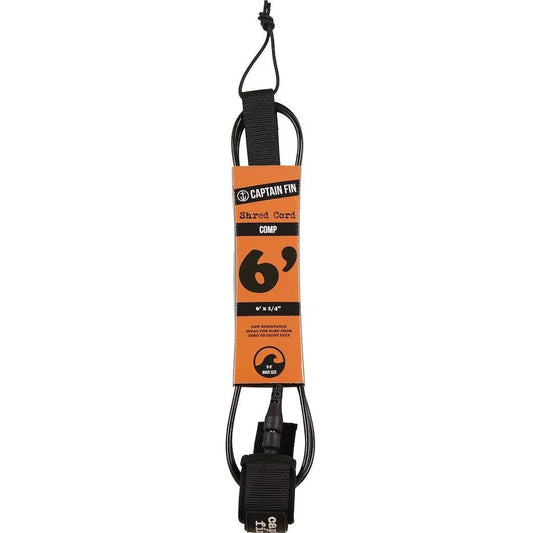 Captain Fin Co Shred Cord 6'0 Surfboard Leash Surf Leash Captain Fin Co 6'0 Black