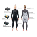 Dakine Womens Mission Chest Zip Full Suit 4/3 (Black) - Bob Gnarly Surf