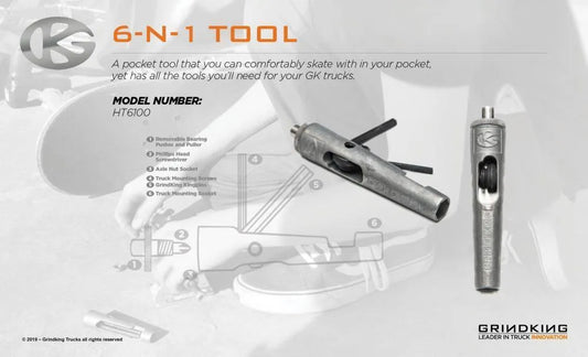 Grindking Tool 6 In 1 Skate Tool Raw Skate Accessory Grindking