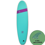 Mobyk 7'0 Classic Long Softboard - Turquoise - Bob Gnarly Surf