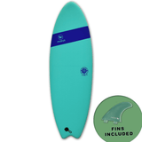 Mobyk Quad Fish 5'6 Softtop Surfboard Turquoise - Bob Gnarly Surf