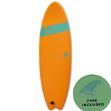 Mobyk Quad Fish 6'0 Softtop Surfboard Pilsner Orange - Bob Gnarly Surf