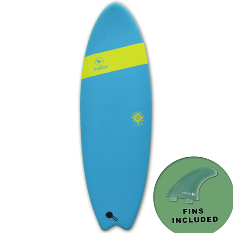 Mobyk Quad Fish 6'6 Softtop Surfboard Blue Curacao - Bob Gnarly Surf