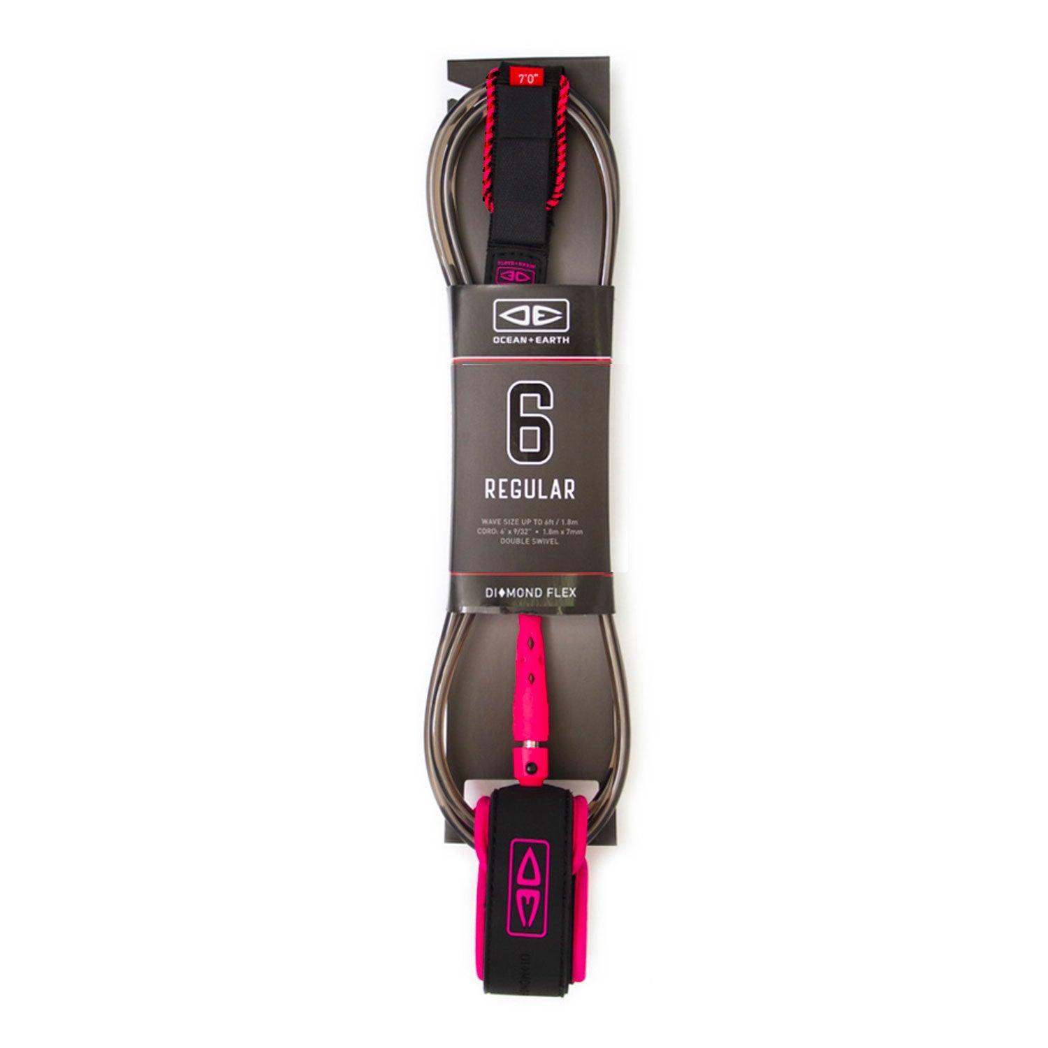 Ocean & Earth 6’0 Regular Moulded Surf Leash Pink Surf Leash Ocean & Earth