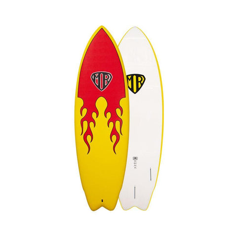 Ocean & Earth MR 5'9 Epoxy Soft Super Twin Fin Surfboard Flames - Bob Gnarly Surf
