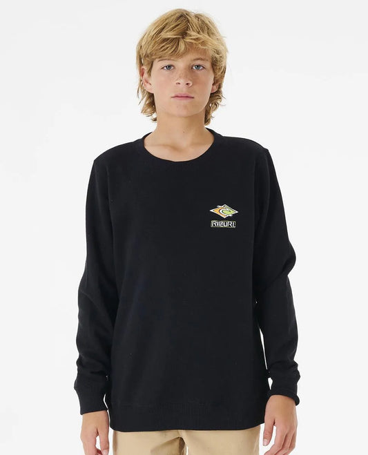 Rip Curl Boys Tube Heads Crew Long Sleeve Top Black - Bob Gnarly Surf