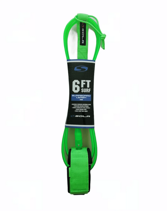 Sola 6ft Surfboard Leash Green - Bob Gnarly Surf