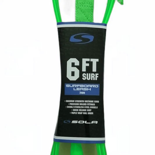 Sola 6ft Surfboard Leash Green - Bob Gnarly Surf