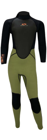 Sola Kids Storm Back Zip 3/2mm Fullsuit Wetsuit Khaki Black - Bob Gnarly Surf