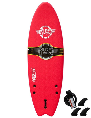 Surfworx Banshee Hybrid kids soft surfboard 5ft 6 - Red