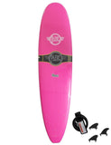 Surfworx Base Mini Mal soft surfboard 7ft 6 Pink - Bob Gnarly Surf