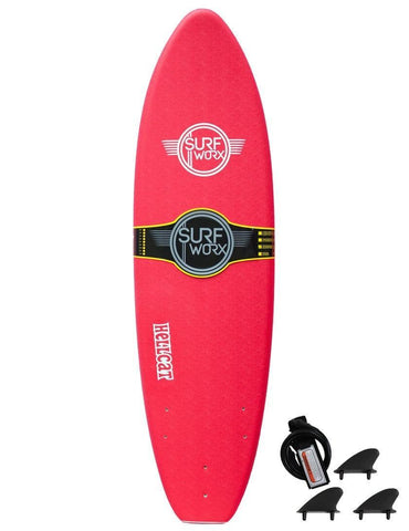 Surfworx Hellcat Mini Mal soft surfboard 6ft 0 - Red - Bob Gnarly Surf