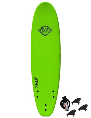 Surfworx Hellcat Mini Mal soft surfboard 7ft 0 - Apple Green - Bob Gnarly Surf