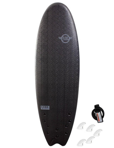 Surfworx Pro-Line Code Hybrid Soft Surfboard 6ft 4 - Black - Bob Gnarly Surf