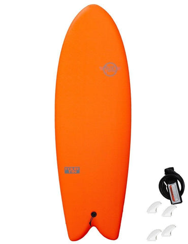 Surfworx Pro-line Four Fin Hybrid foam surfboard 5ft 8 - Orange - Bob Gnarly Surf