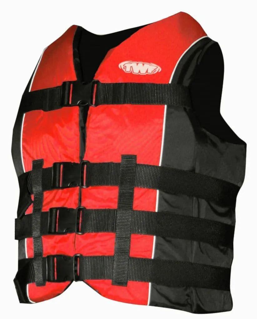 TWF 4 Buckle Personal Buoyancy Aid Life Jacket Buoyancy Aid TWF Small - Chest 66-76cm Red