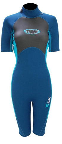 TWF XT3 Ladies 3mm Shortie Wetsuit Blue - Bob Gnarly Surf