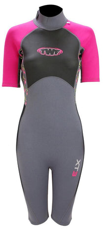 TWF XT3 Ladies 3mm Shortie Wetsuit Pink - Bob Gnarly Surf